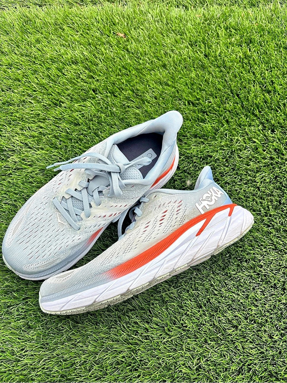 Hoka Clifton 8 Women's Athletic Shoes Gray & Orange US